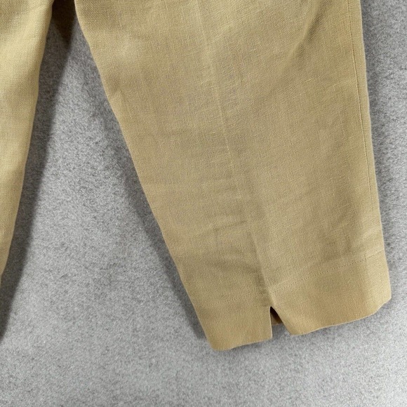 Talbots 100% Irish Linen Pants Womens 6 Tan‎ Career Flat Front Straight Trouser - Picture 8 of 13